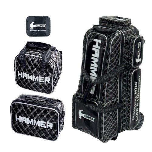 Hammer BIG 3 , 3 Ball Roller Bag - Black Quilting / Silver