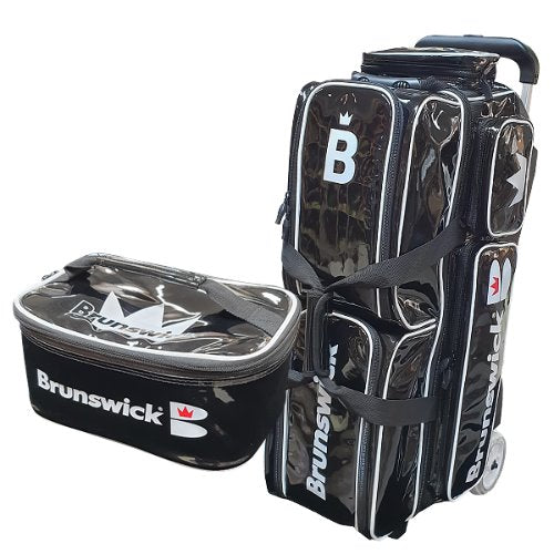 Brunswick Enamel Collar 3 Ball Roller Bag ALL BLACK