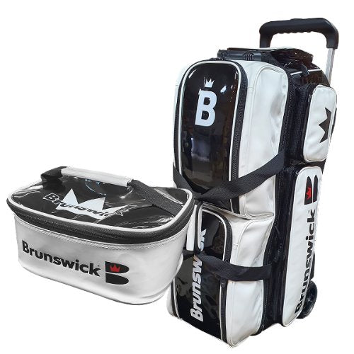 Brunswick Enamel Collar 3 Ball Roller Bag WHITE BLACK