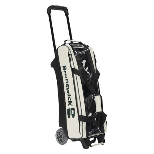 Brunswick Matte Slim Three-Ball Roller Bag (Dual Tote Bag) - Cream Ivory/Green