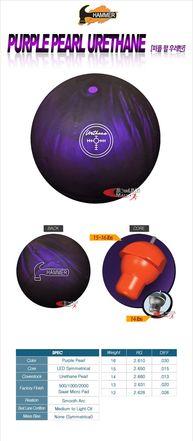 Hammer - Purple Pearl Urethane – BOWLINGMALLPH