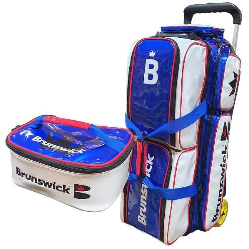 Brunswick Enamel Collar 3 Ball Roller Bag WHITE/BLUE